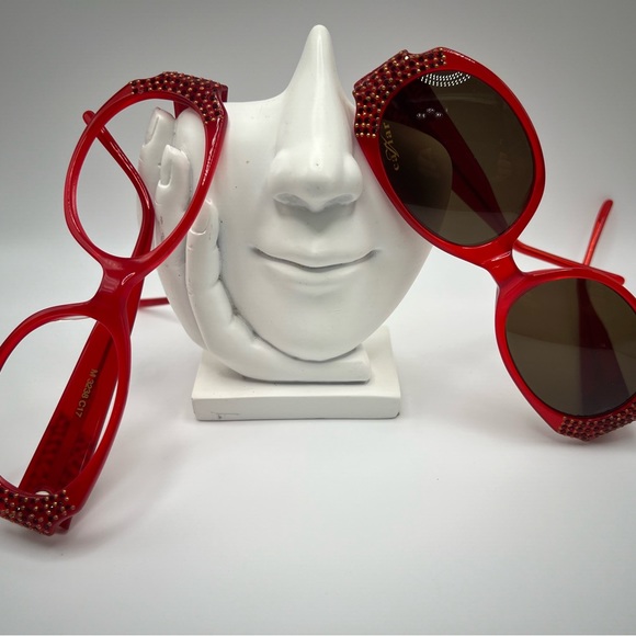 AUTHENTIC DESIGN OPTICAL RED FRAME/ EYEGLASSES/SUNGLASSES M 3238 WITH STONES - Picture 2 of 10